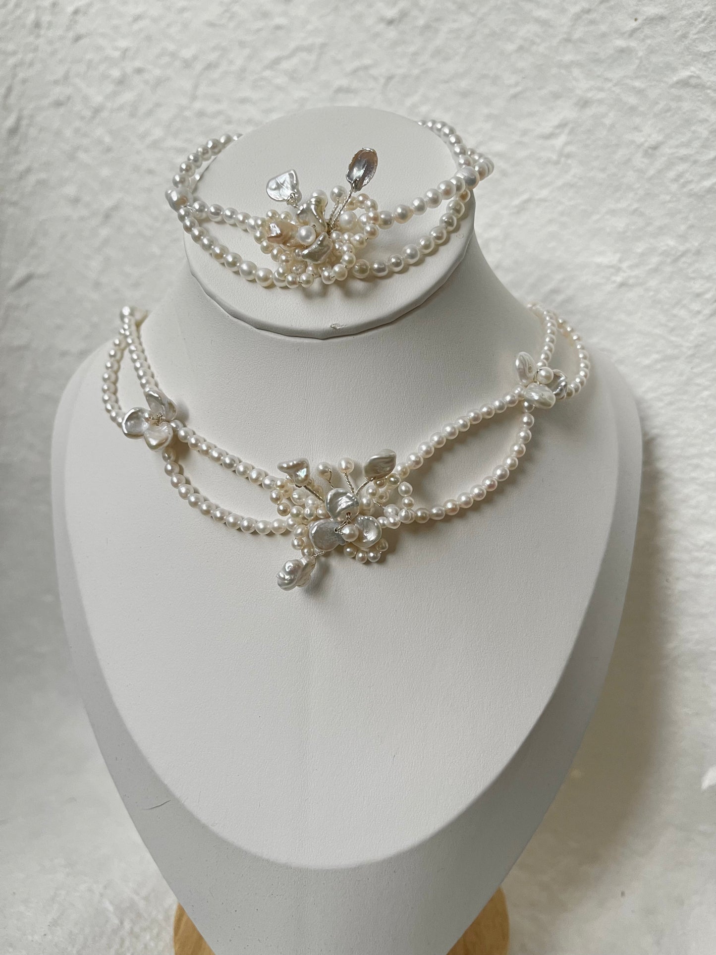 Beaded butterfly necklace + bracelet set