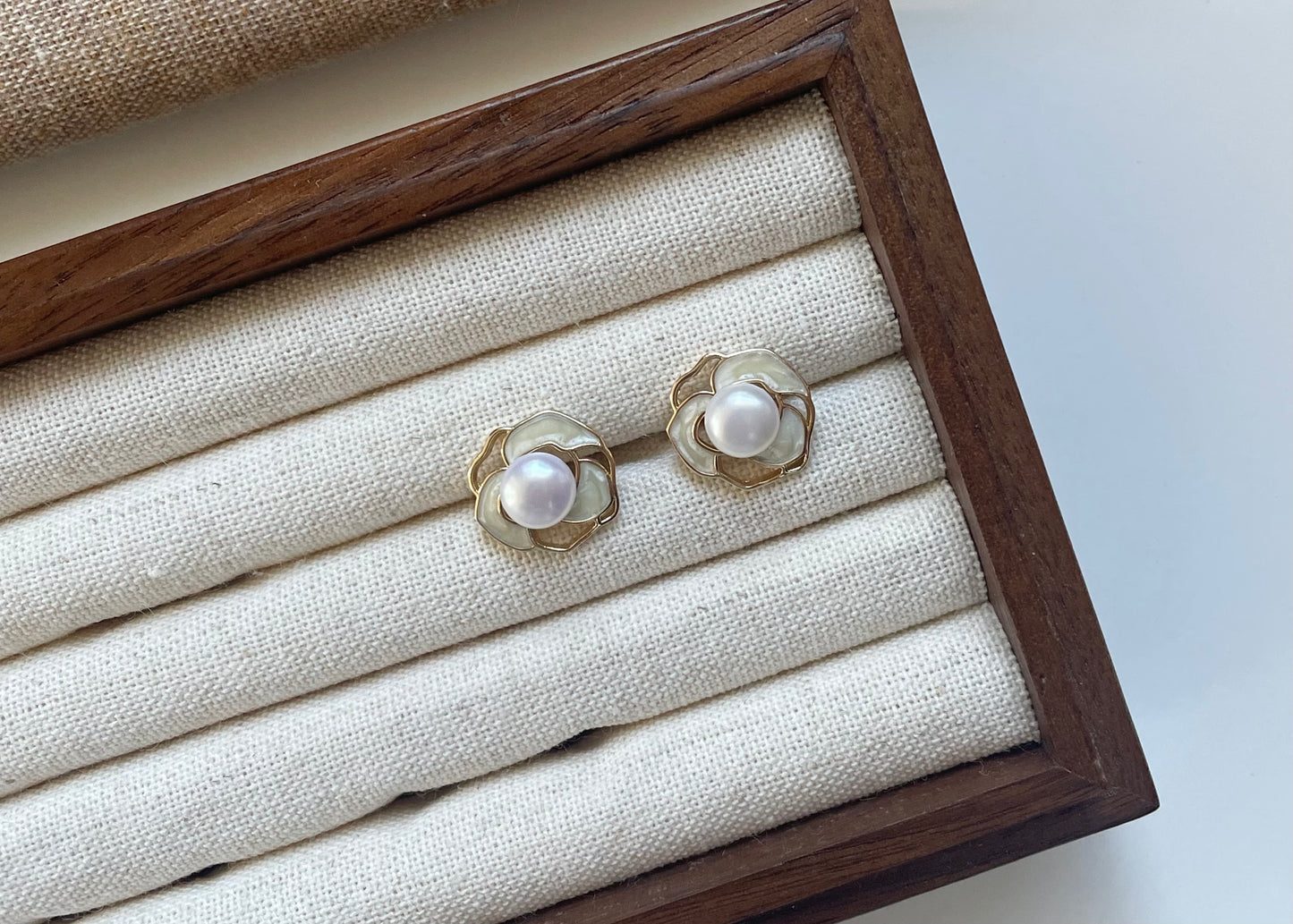 Earring 29 | Camellia Floral Pearl Stud Earrings