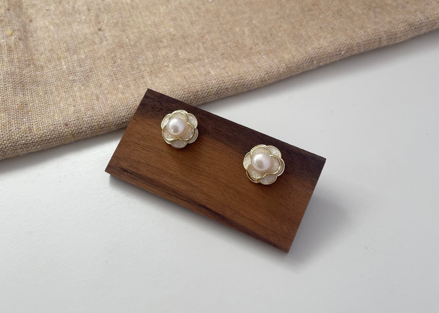 Earring 61 | Camellia Flower Pearl Earrings