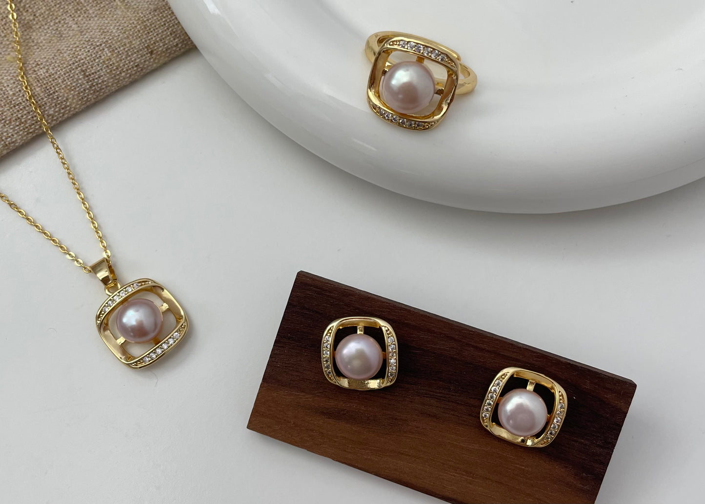 Set 3 | Purple Square Pearl Set