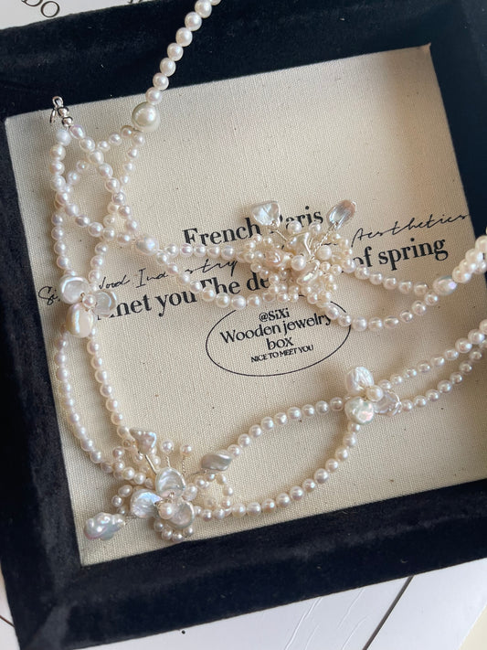 Beaded butterfly necklace + bracelet set