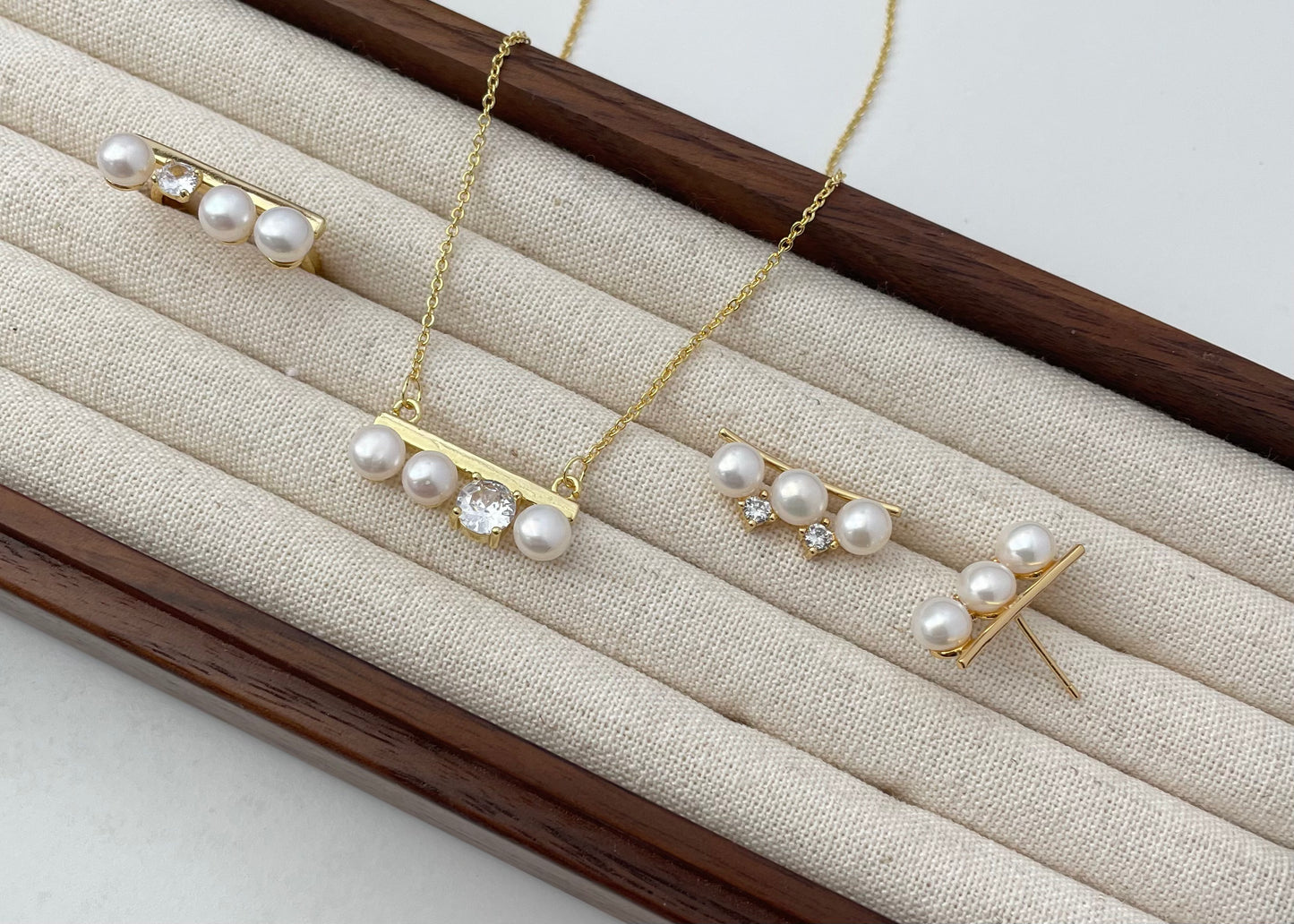 Set 13 | Elegant Geometric Pearl with Gem Jewellery Set