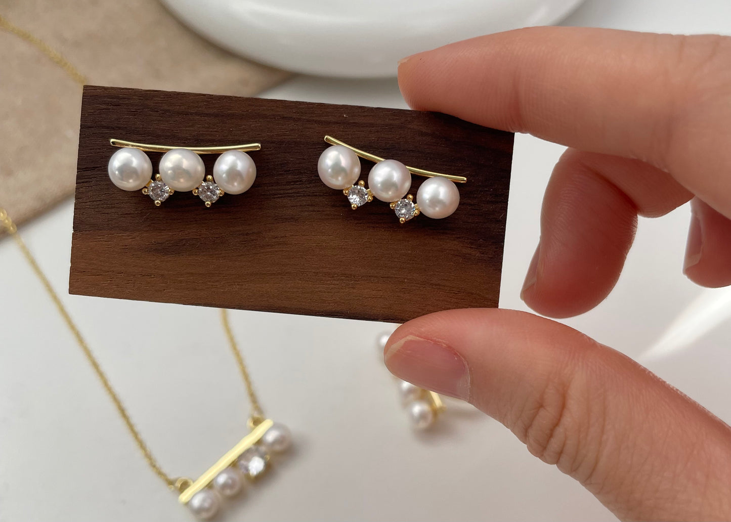 Set 13 | Elegant Geometric Pearl with Gem Jewellery Set