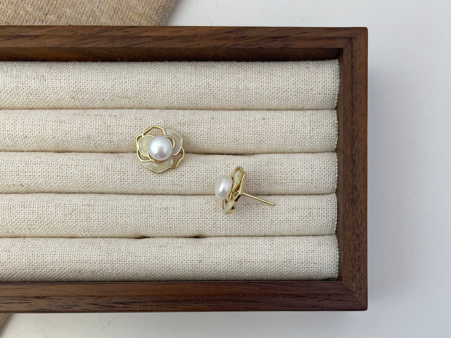 Earring 29 | Camellia Floral Pearl Stud Earrings