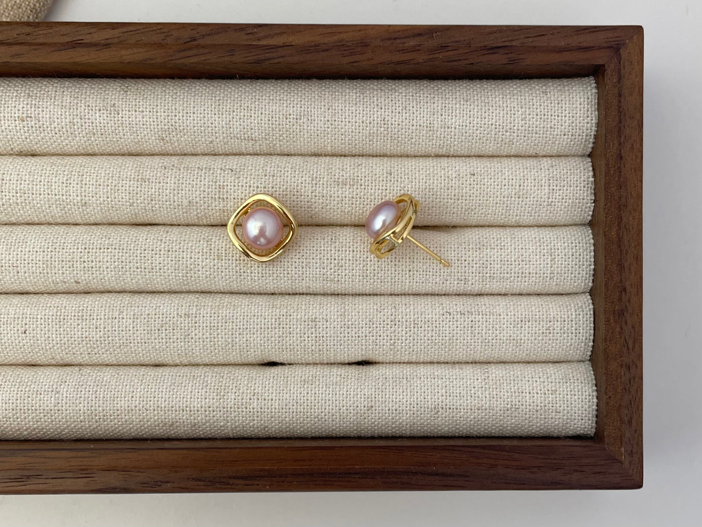 Earring 24 | Geometric Pink Pearl Stud Earrings