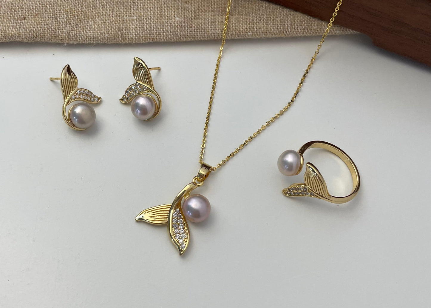 Set 32 | Elegant Mermaid Tail with Purple Pearl Jewellery Set