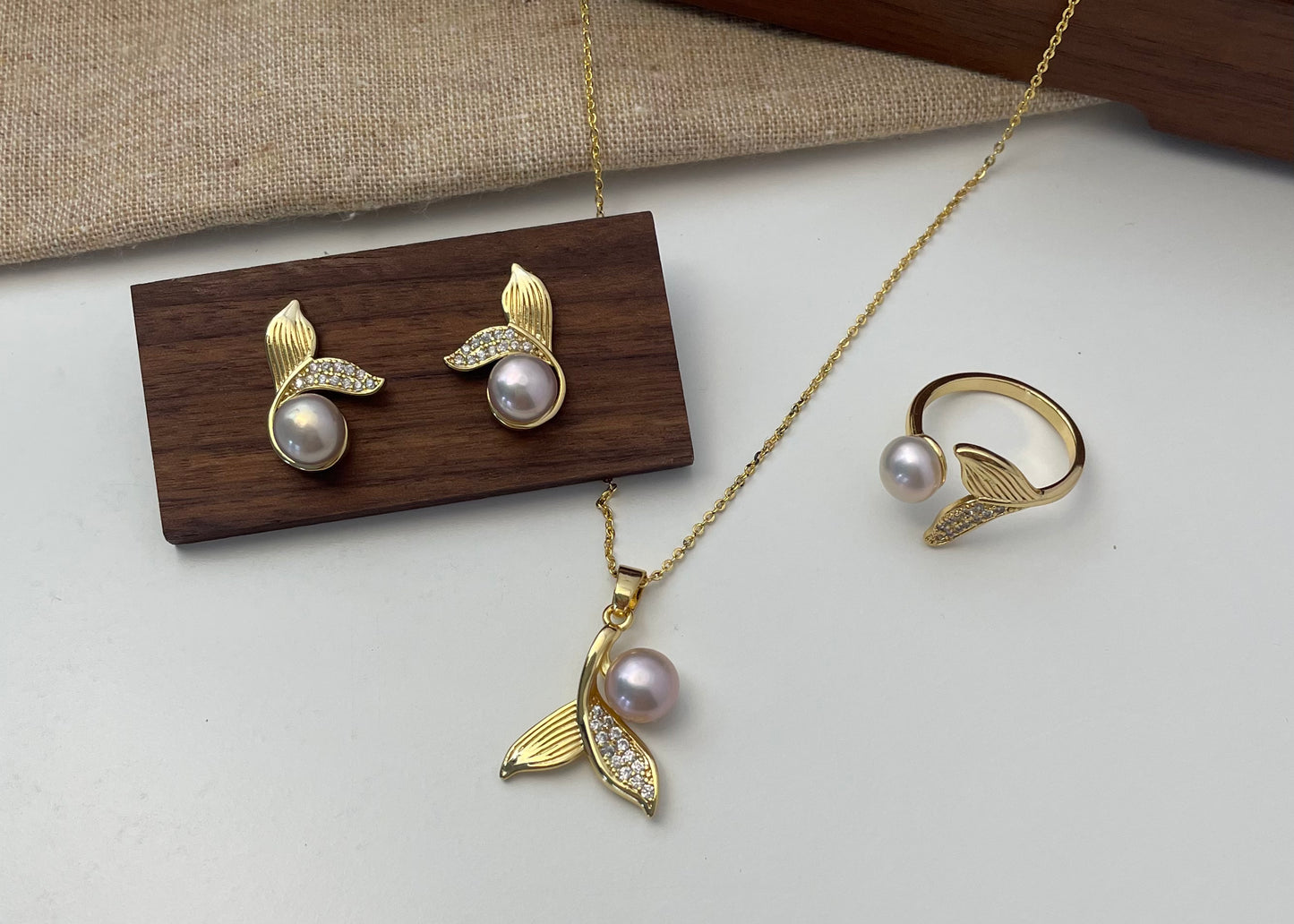 Set 32 | Elegant Mermaid Tail with Purple Pearl Jewellery Set