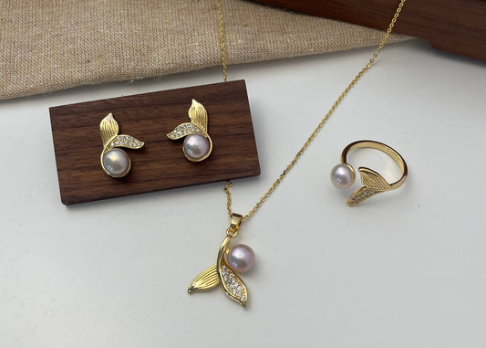 Set 32 | Elegant Mermaid Tail with Purple Pearl Jewellery Set