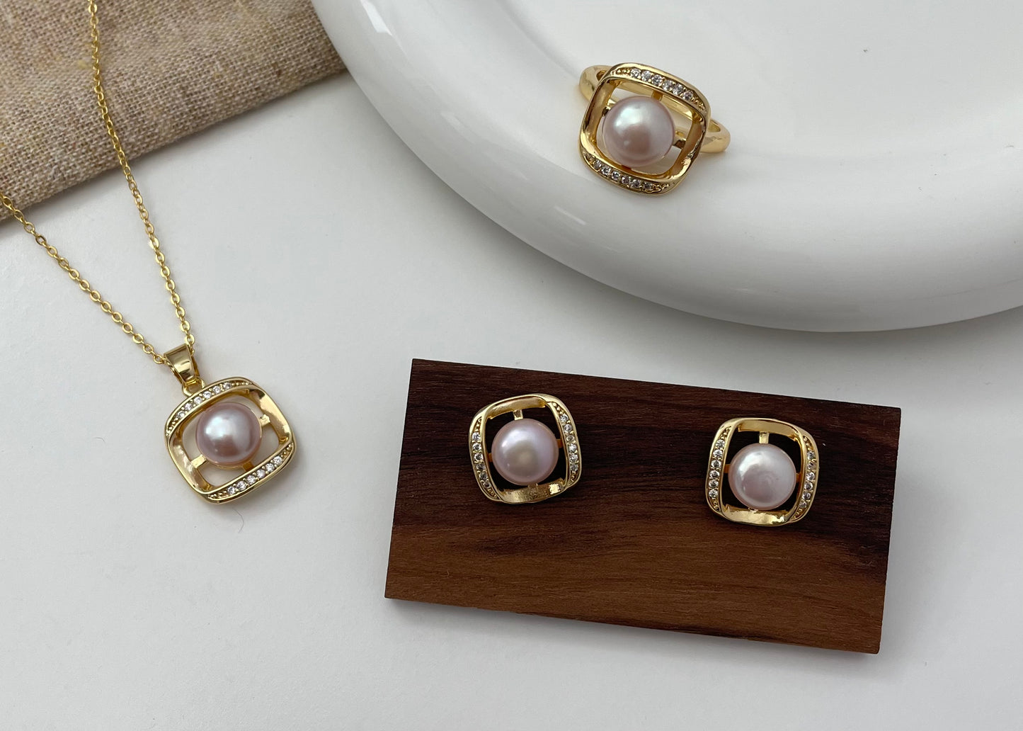 Set 3 | Purple Square Pearl Set