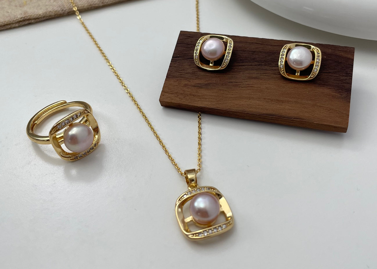 Set 3 | Purple Square Pearl Set